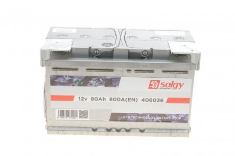Акумуляторна батарея 80Ah/800A (315x175x190/+R/B13) (Start-Stop EFB) Solgy 406036