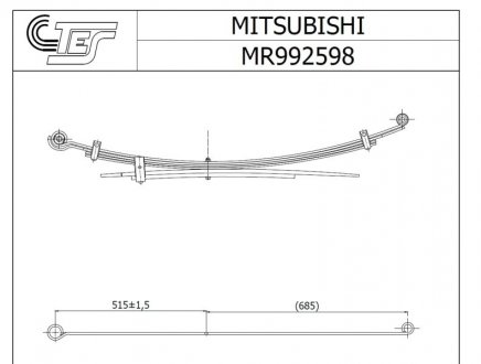 Ресора задня Mitsubishi L200 2.5 DI-D 05-15 (к-кт 6 листів) (70/515/685), 2/7+2/6+2/13мм. TES MR9925980019 Z/T (фото 1)