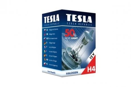 Лампа галоген H4 12V 60/55W P43t +50% Premium TESLA B30401