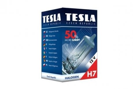 Лампа галоген H7 12V 55W PX26d +50% Premium TESLA B30701