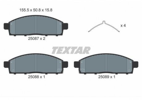 Колодки гальмівні (передні) Mitsubishi L200 07- / Fiat Fullback 16- (Tokico) TEXTAR 2508703