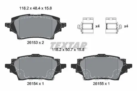 Колодки гальмівні (задні) Toyota C-HR/Corolla/Yaris 19-/Suzuki Swace 20- (TRW) Q+ TEXTAR 2615301