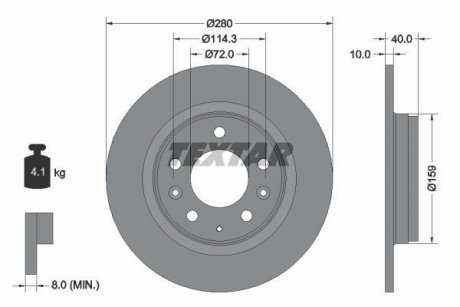 Диск гальмівний (задній) Mazda 6 02-13/626 98-02/323 F/S 98-04 (280x10) PRO TEXTAR 92125603