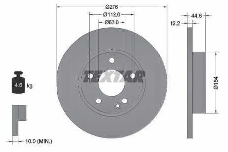 Диск гальмівний (передній) MB A-class (W169) 04-12 (276x12.2) PRO TEXTAR 92131803
