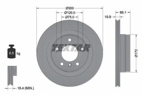 Диск гальмівний (задній) BMW 1 (E81/E87)/3 (E90/E91/E92) 05-13 (300x19.9) PRO TEXTAR 92133003