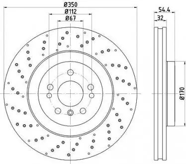 Диск тормозной (передний) MB M-class (W166) 11-15/GLE (W166) 15-19 (350x32) (с отверстиями) (вент.) PRO+ TEXTAR 92254405