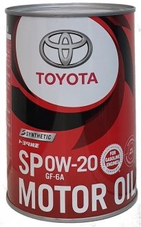 Олива для двигуна Synthetic Motor Oil SP/GF6A 0W-20, 1л TOYOTA 0888013206 (фото 1)