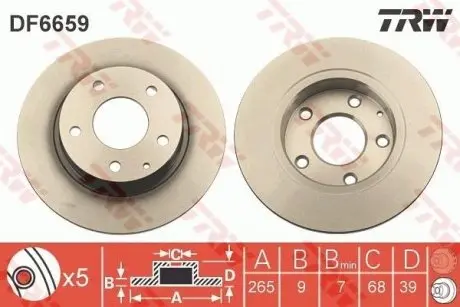 Диск гальмівний задній лев/прав MAZDA 3, 3/HATCHBACK, CX-3, CX-30 1.5-2.2D TRW DF6659