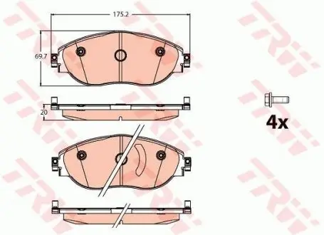 Колодки Гальмівні (передні) Audi A3/Skoda Octavia III/VW Passat/Golf 13-(з датчиком) TRW GDB2114