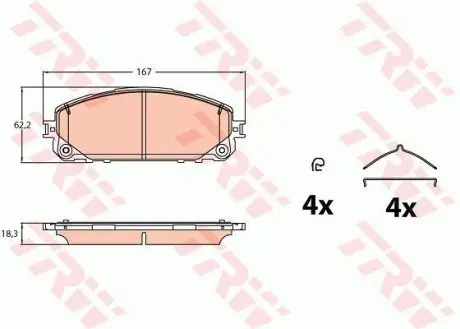Колодки Гальмівні (передні) Jeep Cherokee 13- TRW GDB2142