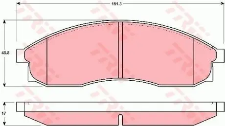 Комплект передніх гальмівних колодок, MITSUBISHI L200; NISSAN MAXIMA III, SKYLINE 2.5/2.5D/3.0 10.88-12.07 TRW GDB3107