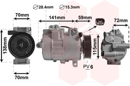 Компрессор кондиционера VOLKSWAGEN TRANSPORTER T5 Van Wezel 5801K701