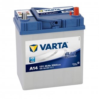 Аккумулятор 40Ah-12v BD(A14) (187х127х227),R,EN330 Азия тонк.клеммы VARTA 540 126 033