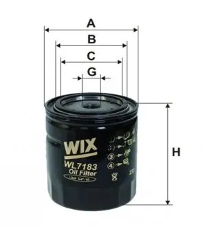Фильтр масляный Opel Omega A 2.3 TD 86-94/Frontera A 2.3 TD 92-98 (h=108mm) WIX FILTERS WL7183