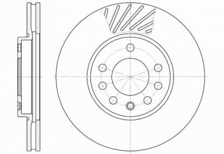 Тормозной диск перед. Opel Astra G, H/Zafira 98- (вент.) (280x25) WOKING D6584.10 (фото 1)