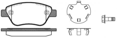Тормозные колодки пер. 500/PANDA/DOBLO/CORSA 1.0-1.9 04- (Bosch) (123.8x53.6) с датчиком WOKING P9583.30