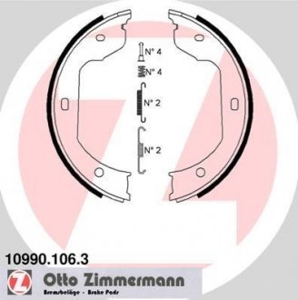 Колодки ручника VW T5 03- (185x30) ZIMMERMANN 10990.106.3