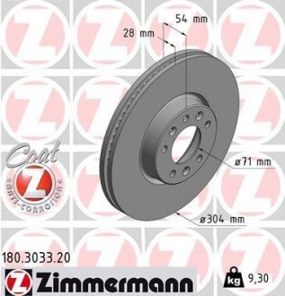 Диск гальмівний ZIMMERMANN 180.3033.20