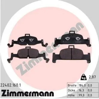 Колодки гальмівні (передні) Audi A4/A5/A6/A7/Q5 15- (Ate-Teves) ZIMMERMANN 22402.160.1