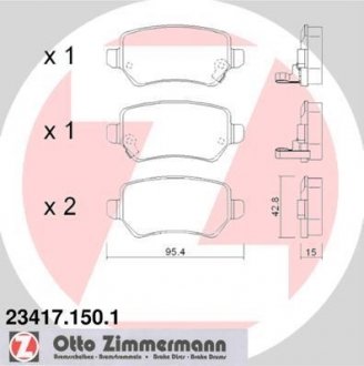 Колодки тормозные (задние) Opel Astra G/Combo 01-/Kia Cee'd 15- (Lucas-Girling) ZIMMERMANN 23417.150.1