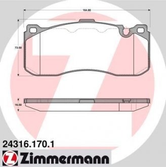 Колодки тормозные дисковые, к-кт ZIMMERMANN 243161701