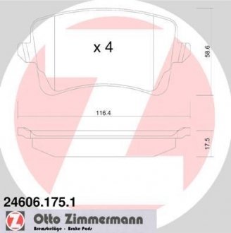 Комплект тормозных колодок ZIMMERMANN 24606.175.1 (фото 1)