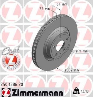 Диск гальмівний ZIMMERMANN 250.1386.20