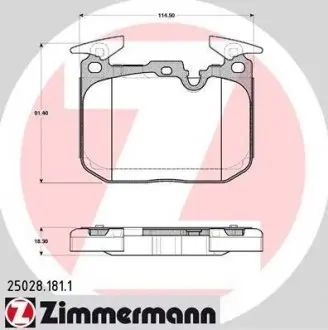 Комплект гальмівних колодок ZIMMERMANN 25028.181.1