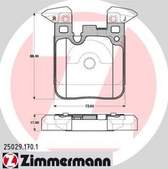 Комплект тормозных колодок ZIMMERMANN 25029.170.1 (фото 1)