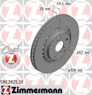 Диск тормозной (передний) Toyota Rav 4 12-/Lexus RX/NX 08- (328x28) (с покрытием) (вентилированный) ZIMMERMANN 590282520